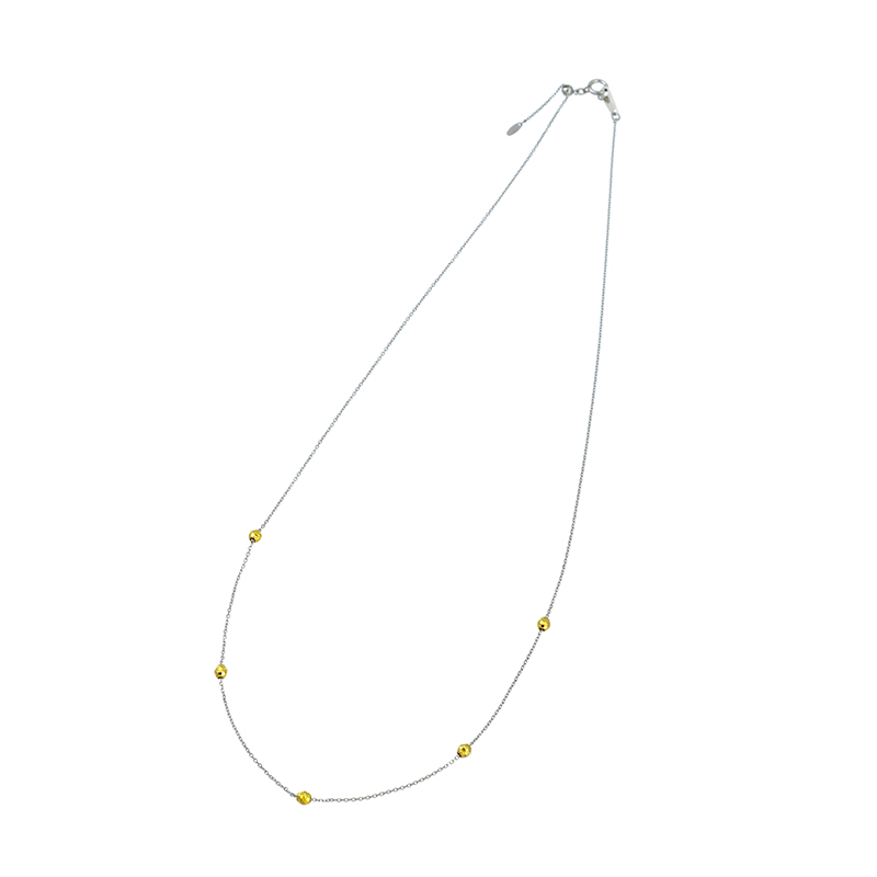 純プラチナ/純金 スライドボール ステーション ネックレス 長さ 約45cm 幅 約0.8-2.9m