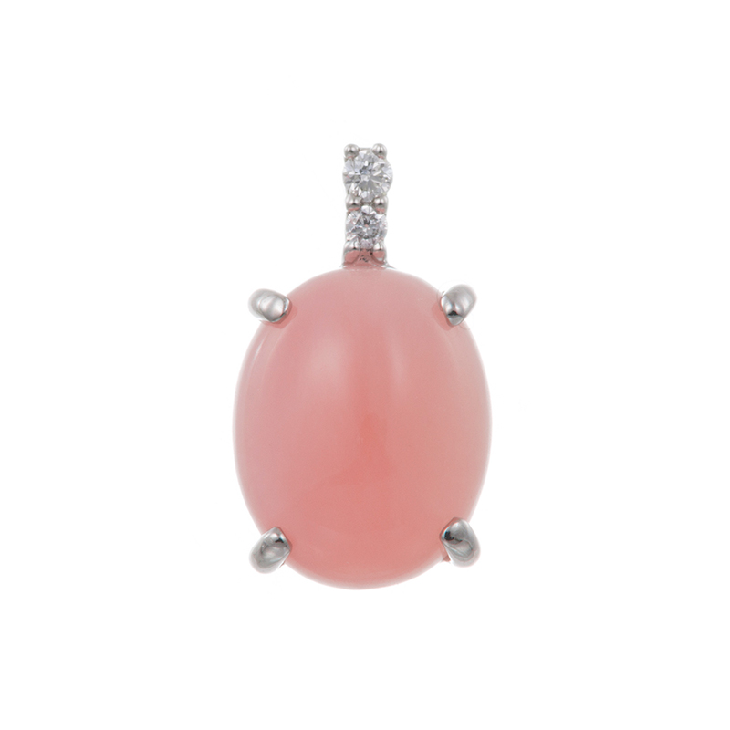 PT950 ピンクオパール ダイヤ ペンダントトップ OP 約1.90ct D 約0.02ct