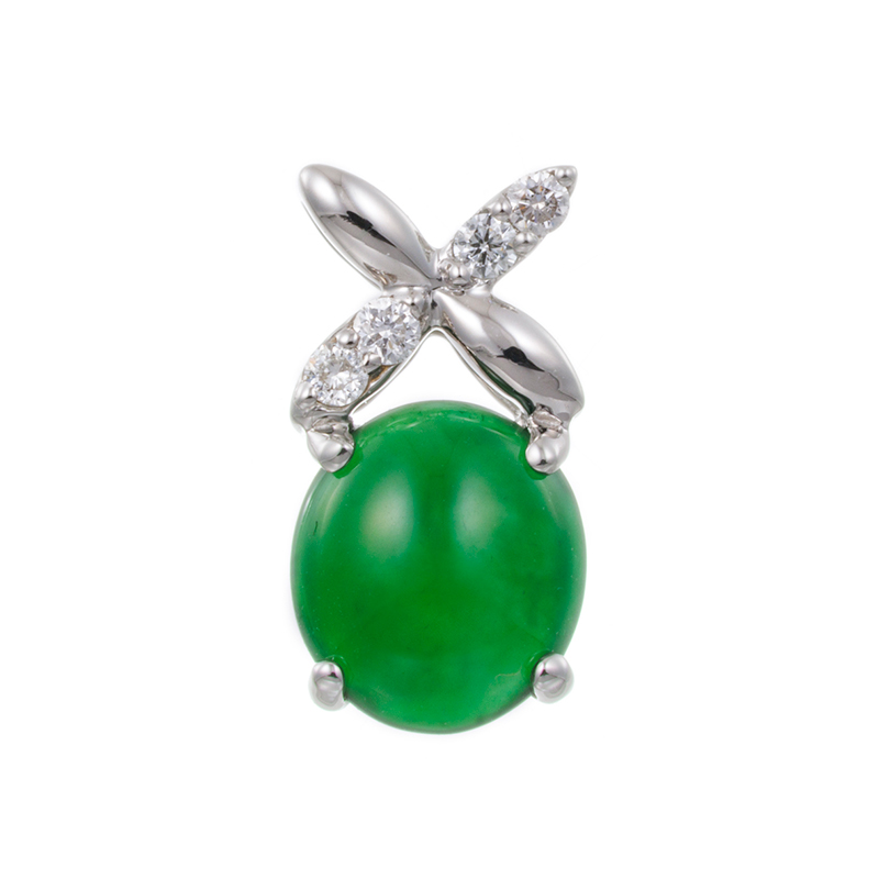 PT950 ヒスイ ダイヤ ペンダントトップ J 約1.00ct D 約0.06ct