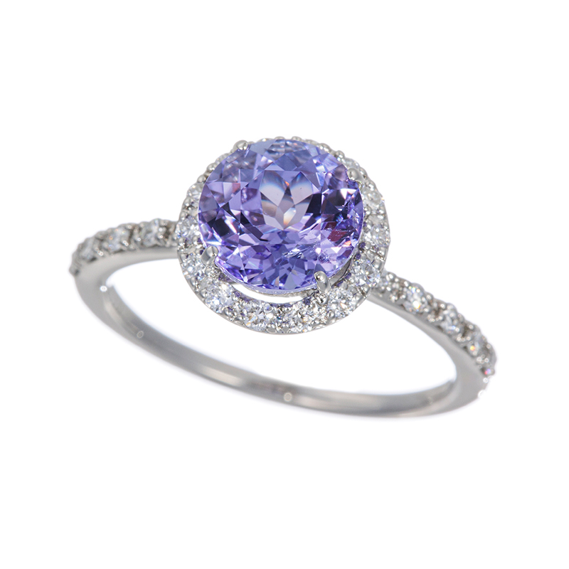 PT950 タンザナイト ダイヤ リング TA 2.07ct D 0.30ct