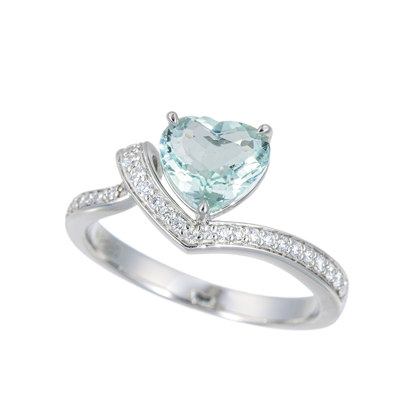 GSTV PT950 グリーンベリル ダイヤ リング BE 1.38ct D 0.15ct