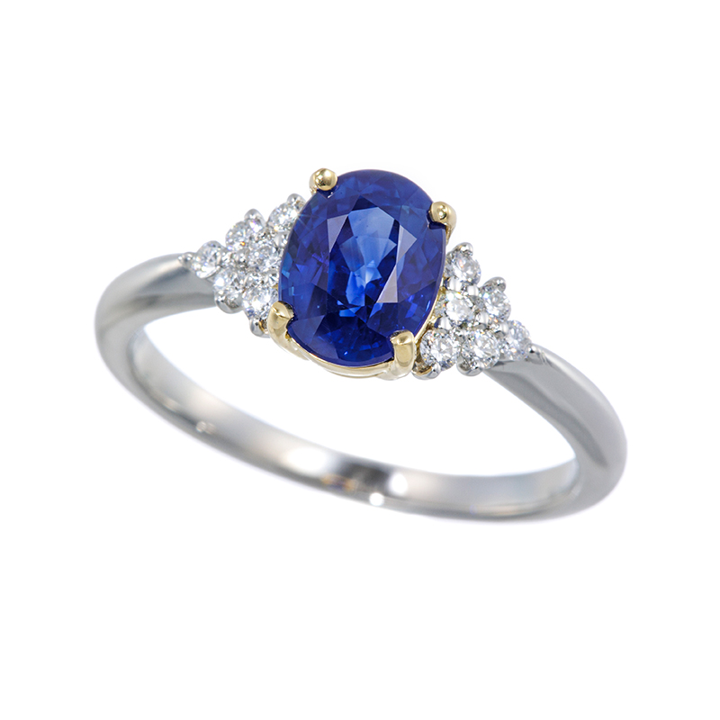 GSTV PT950/K18YG サファイア ダイヤ リング SA 約1.50ct D 約0.14ct