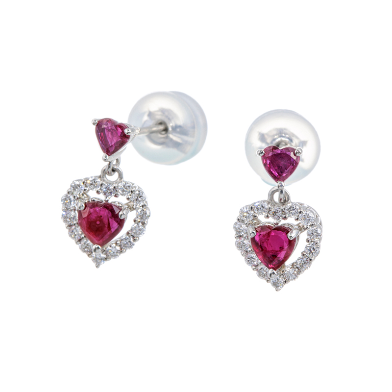 GSTV PT950 ハートシェイプカットルビー ダイヤ True Heart ピアス RB 