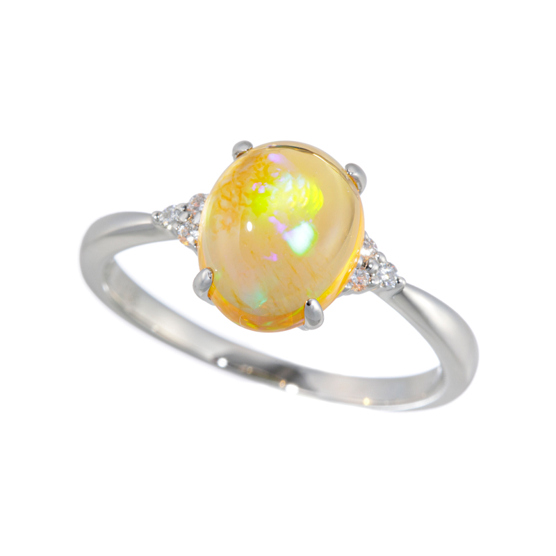 GSTV PT950 メキシコファイアオパール ダイヤ リング FO 1.95ct D 0.05ct